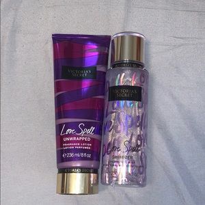 Victoria’s Secret lotion and shimmer fragrance